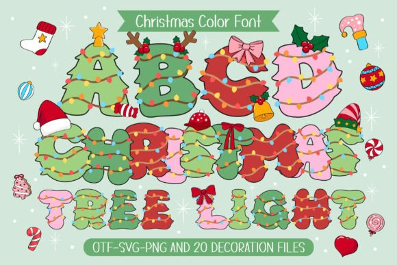 Christmas Tree Light: A Cheerful Color Font for Festive Designs