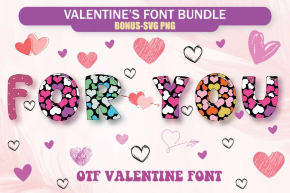 For You Valentine's Bundle: Heart-Decorated Fonts for Bold Designs